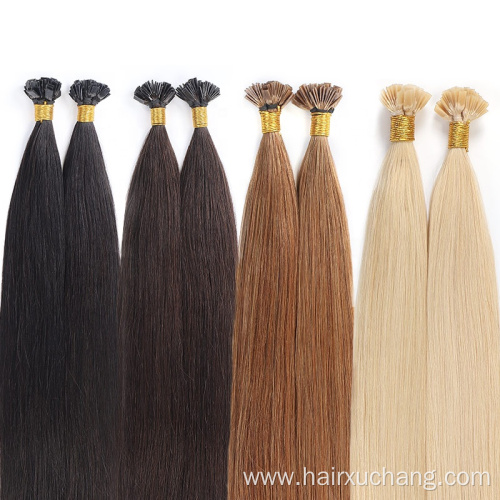 European Flat Keratin Tip Hair Extension Fused Flat Human Hair Extensions Blonde #60 Hair For White Women